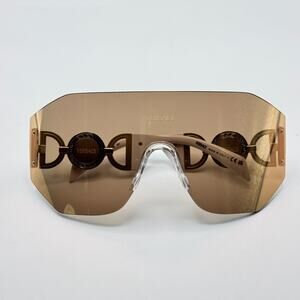 Versace Sunglasses 0VE2258 10027J Dark Brown Mirror Rose Gold Lens Oversized New
